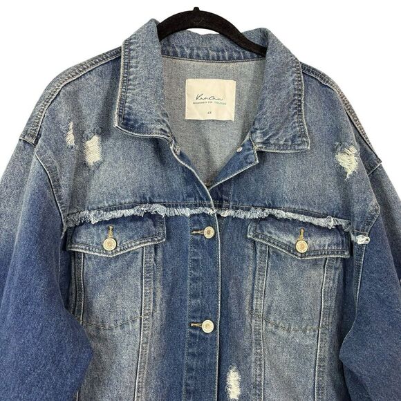 KanCan Plus Size Maurices Jean Jacket Distressed Denim Fall Capsule Size 4X - Picture 3 of 8